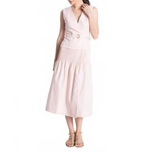 NEW KARINA GRIMALDI raven linen midi dress in pink